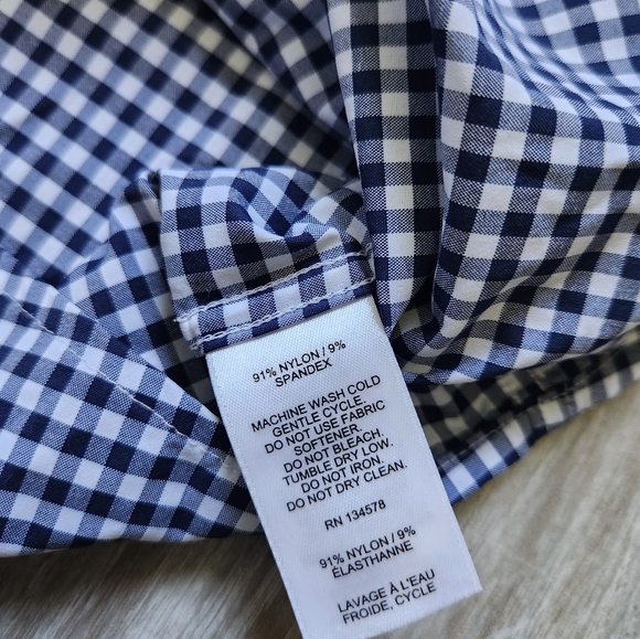 Vineyard Vines Performance Blue White Gingham Button Up Boys Youth Kids Sz L 16 - Picture 5 of 9